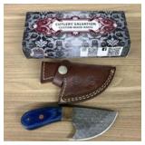 Custom Damascus Fixed Blade Knife Gut Hook With De