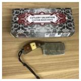 Damascus Fixed Blade Knife With Decorated Handle,