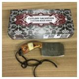 Damascus Fixed Blade Knife With Decorated Handle,