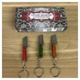 Lot Of 3 Damascus Fixed Blade Knives With Decorate