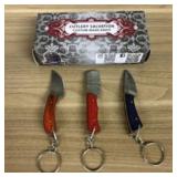 Lot Of 3 Damascus Fixed Blade Knives With Decorate