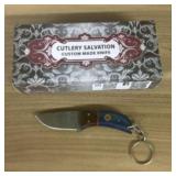 Damascus Fixed Blade Knife With Decorated Handle,