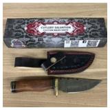Custom Damascus Fixed Blade Knife With Decorated H