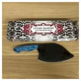 Custom Made Serbian Style Meat Cleaver With Blue H