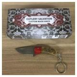 Damascus Fixed Blade Knife With Decorated Handle,