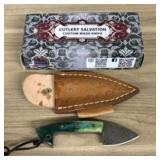 Custom Damascus Fixed Blade Fist Knife With Decora