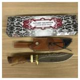 Custom Damascus Fixed Blade Knife With Decorated H