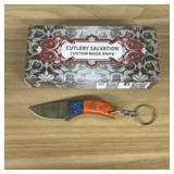 Damascus Fixed Blade Knife With Decorated Handle,