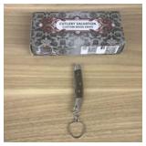 Damascus Pocket Knife With Decorated Handle, Box.