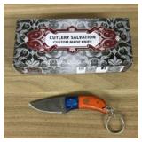 Damascus Fixed Blade Knife With Decorated Handle,