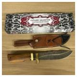 Custom Damascus Fixed Blade Knife With Decorated H