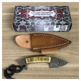 Custom Damascus Fixed Blade Fist Knife With Decora