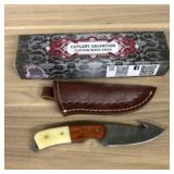 Custom Damascus Fixed Blade Knife With Decorated H
