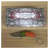 Damascus Fixed Blade Knife With Decorated Handle,