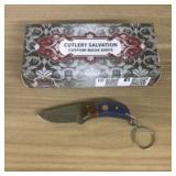 Damascus Fixed Blade Knife With Decorated Handle,