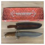 Large Fixed Blade Bowie Knife With Wooden Handle,