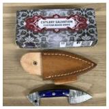 Custom Damascus Fixed Blade Fist Knife With Decora