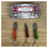 Lot Of 3 Damascus Fixed Blade Knives With Decorate