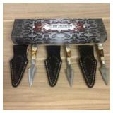 Lot Of 3 Custom Fixed Blade Daggers With Decorated