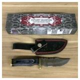 Custom Damascus Fixed Blade Knife With Decorated H