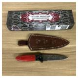 Custom Damascus Fixed Blade Knife With Decorated H