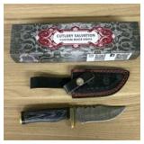 Custom Damascus Fixed Blade Knife With Decorated H