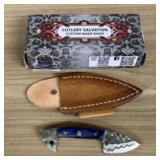 Custom Damascus Fixed Blade Fist Knife With Decora