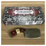 Damascus Fixed Blade Knife With Decorated Handle,