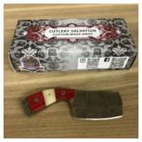 Damascus Fixed Blade Knife With Decorated Handle,