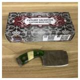 Damascus Fixed Blade Knife With Decorated Handle,