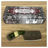 Damascus Fixed Blade Knife With Decorated Handle,