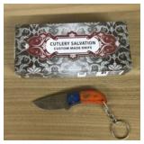 Damascus Fixed Blade Knife With Decorated Handle,