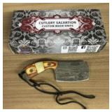 Damascus Fixed Blade Knife With Decorated Handle,