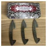 Lot Of 3 Custom Damascus Fixed Blade Knives 4.5"