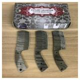 Lot Of 3 Custom Damascus Fixed Blade Knives 4.5"