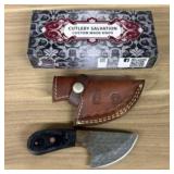 Custom Damascus Fixed Blade Knife Gut Hook With De