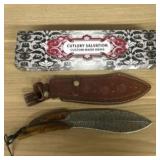 Custom Kukri Style Damascus Fixed Blade Knife With
