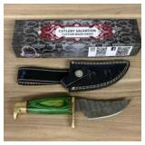 Custom Damascus Fixed Blade Knife With Decorated H