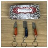 Lot Of 3 Damascus Fixed Blade Knives With Decorate