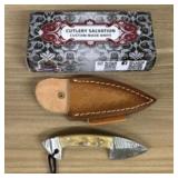 Custom Damascus Fixed Blade Fist Knife With Decora