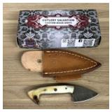 Custom Damascus Fixed Blade Fist Knife With Decora