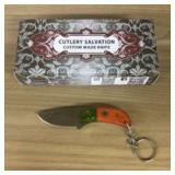 Damascus Fixed Blade Knife With Decorated Handle,