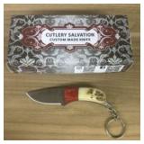 Damascus Fixed Blade Knife With Decorated Handle,