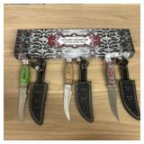 Lot Of 3 Custom Fixed Blade Knives With Decorated