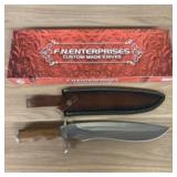 Large Fixed Blade Bowie Knife With Wooden Handle,