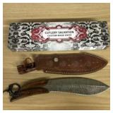 Custom Kukri Style Damascus Fixed Blade Knife With