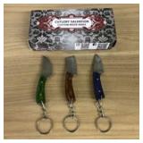 Lot Of 3 Damascus Fixed Blade Knives With Decorate