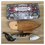 Custom Damascus Fixed Blade Fist Knife With Decora