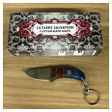Damascus Fixed Blade Knife With Decorated Handle,