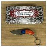 Damascus Fixed Blade Knife With Decorated Handle,